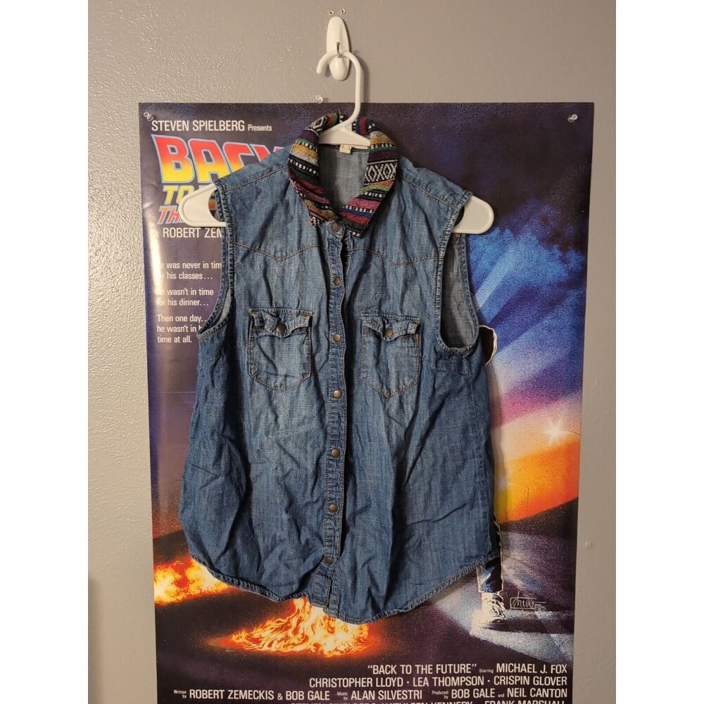 Life In Progress Blue Snap Button Vest Women's Size S